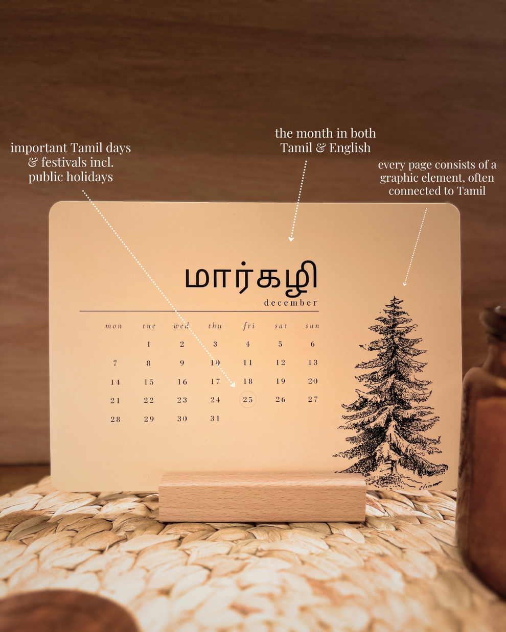 Tamil Minimalistic Desk Calendar 2026 – calai